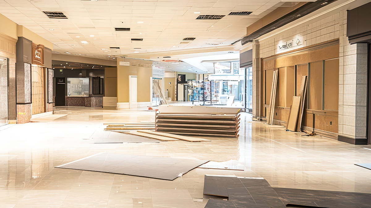 Post-Construction Commercial Cleaning Services in New Jersey Avengers Cleaning Services team performing detailed post-construction cleaning to remove dust and debris from a newly renovated commercial space.